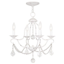 Load image into Gallery viewer, Four Light Metal Dimmable Chandelier With Shades - Antiqued White
