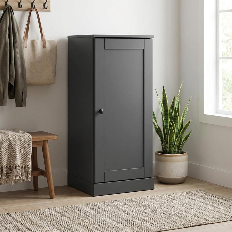 Ten Pair Solid Woodshoe Storage Cabinet (752247) - Gray