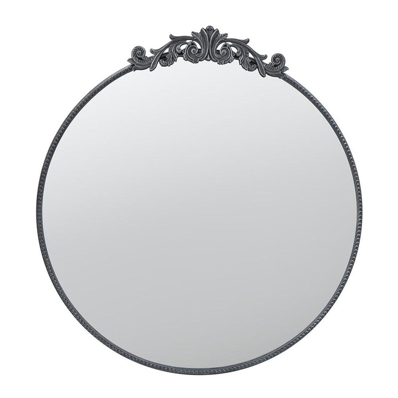 39" Crowned Top Iron Framed Accent Mirror - Black