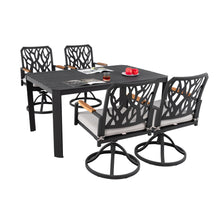 Load image into Gallery viewer, Outdoor Patio Furniture Dining Set With Sunbrella Fabric, Rectangular Table With Umbrella Hole
