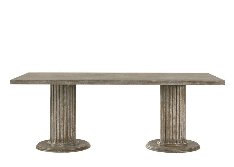 Wood Double Pedestal Base Dining Table - Gray