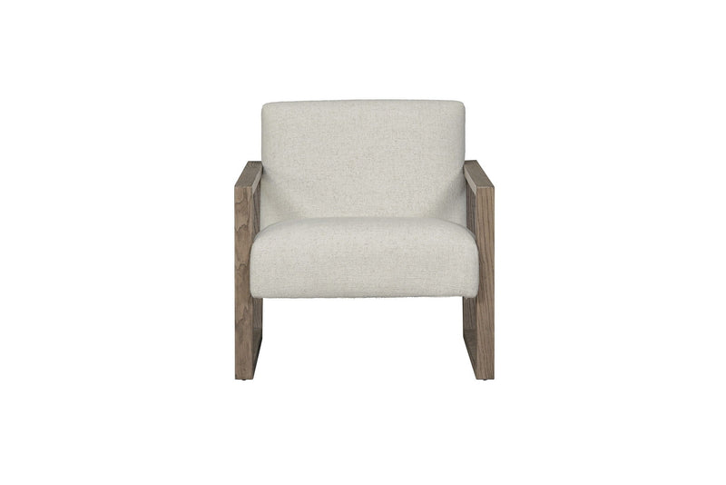 28" Fabric And Wood Arm Chair - Beige / Ash
