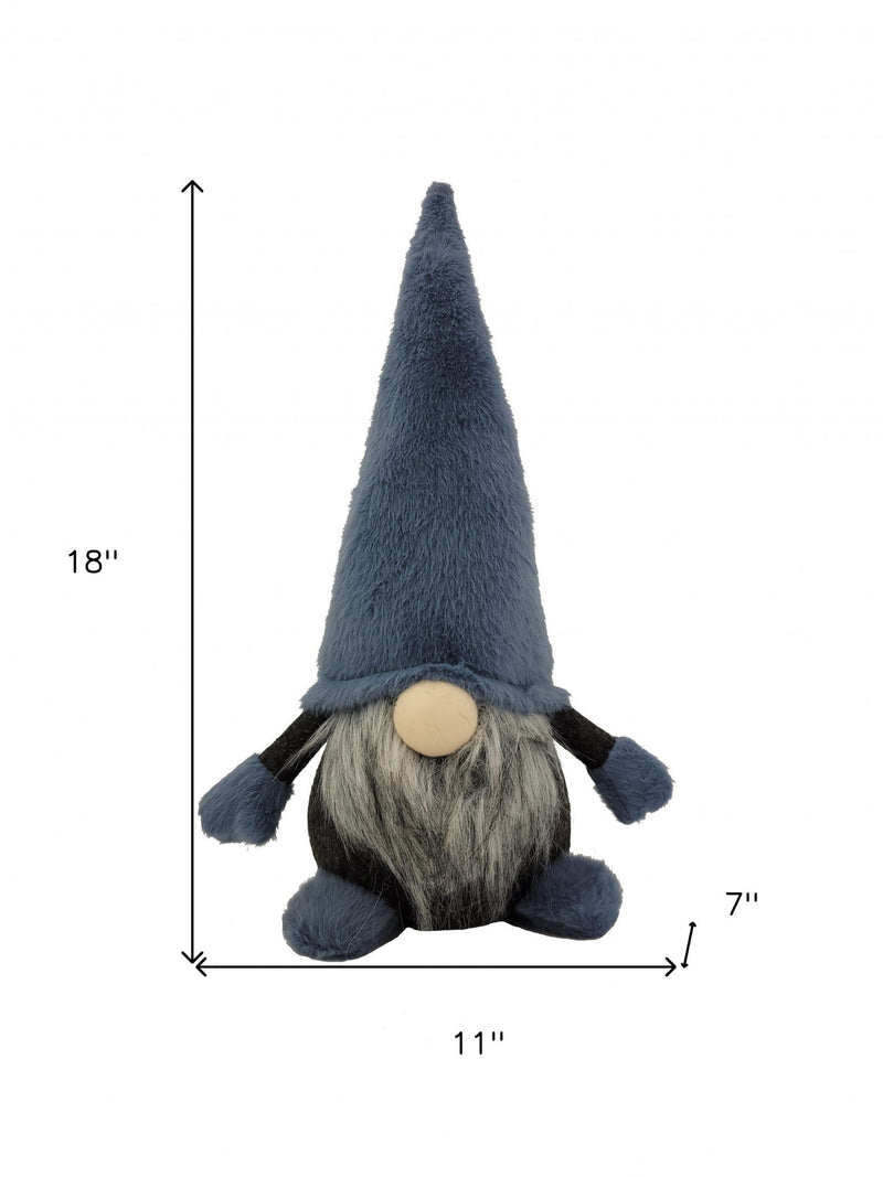 Fabric Standing Gnome Sculpture - Slate / Blue