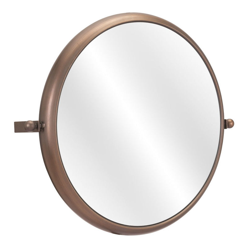 Industrial Round Mirror - Gold