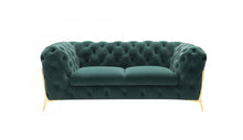 Load image into Gallery viewer, Velvet Loveseat - Emerald Green / Gold
