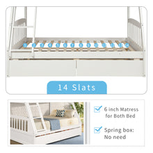 Load image into Gallery viewer, TOPMAX Solid Wood Twin Over Full Bunk Bed with Two Storage Drawers, White
