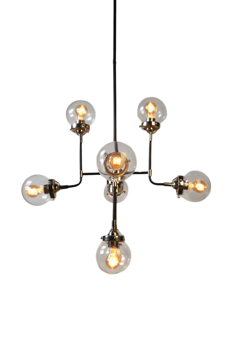 Sputnik Eight Light Metal Chandelier With Shades - Silver