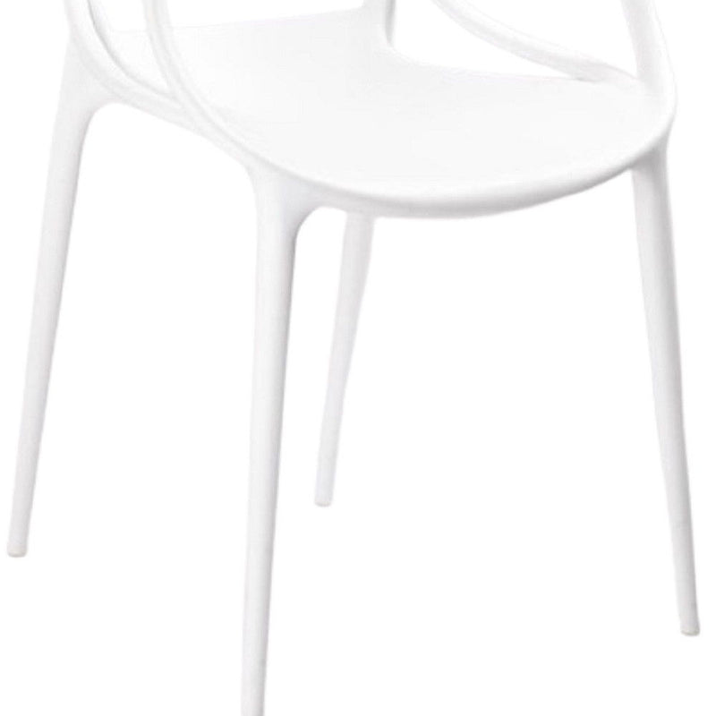 Heavy Duty Plastic Open Back Dining Arm Chairs (Set of 4) - White