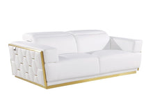 Load image into Gallery viewer, Leather Upholstered Sofa - White / Silver
