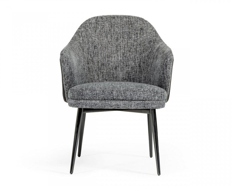 Upholstered Fabric Faux Leather Wing Back Dining Arm Chair - Gray