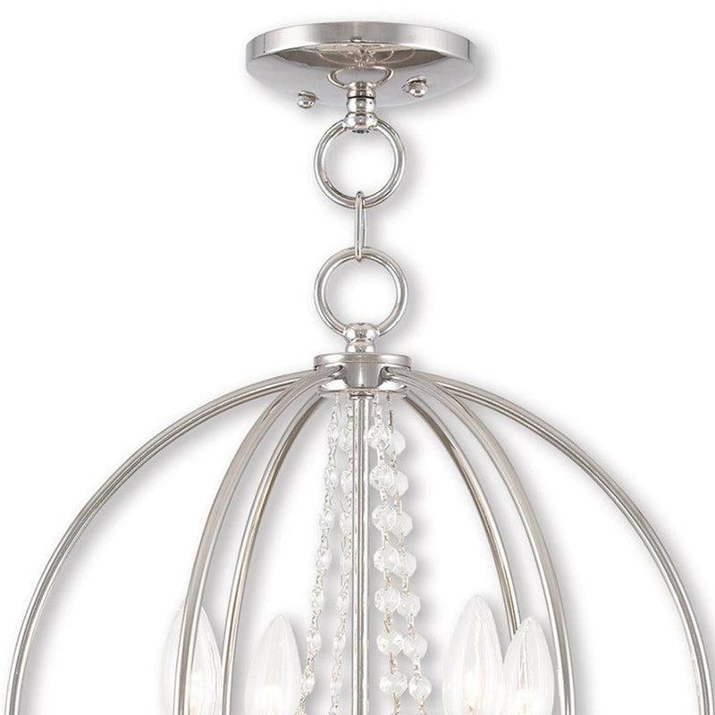 19" Four Light Dimmable Chandelier With Shades - Silver