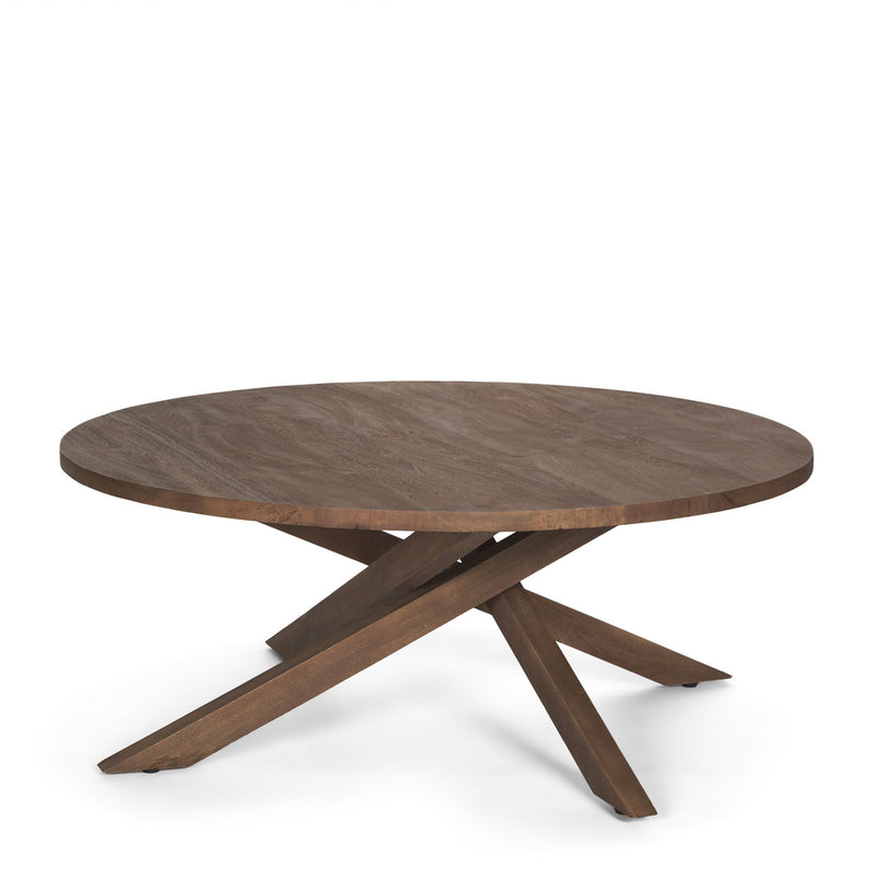 42" Solid Wood Round Cross Legs Coffee Table - Brown