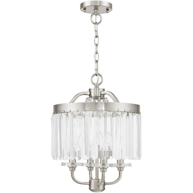 18'' Four-Light Dimmable Chandelier With Shades - Nickel