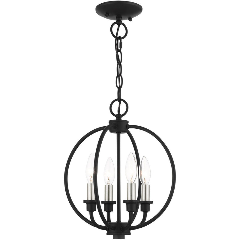 13" Four Light Dimmable Chandelier With Shades - Black