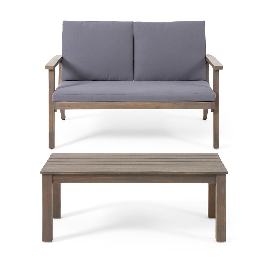 Avacyn - Outdoor Loveseat And Coffee Table Set With Cushions - Dark Gray