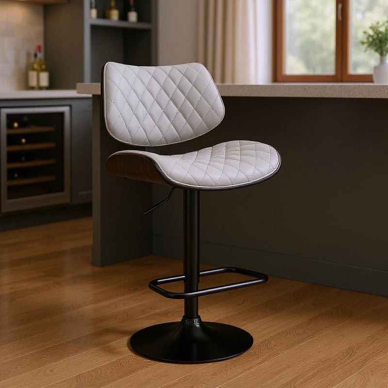 45" Faux Leather Swivel Low Back Adjustable Height Bar Chair - Gray / Black