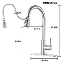 Load image into Gallery viewer, Classic High Arc Kitchen Faucet With Pull Down Sprayer, Stainless Steel - Brushed Nickel
