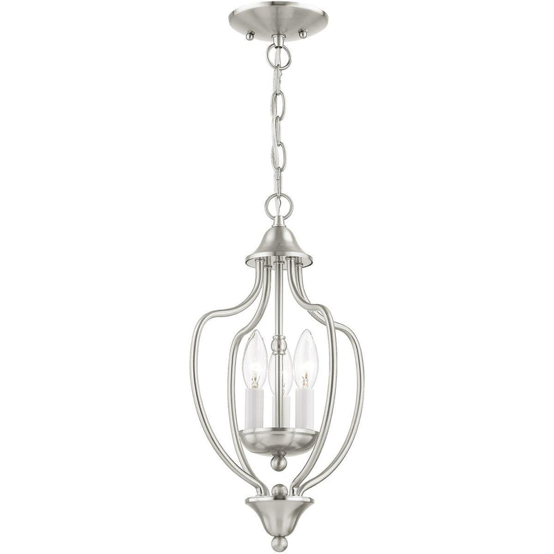 Three-Light Dimmable Chandelier With Shades - Nickel