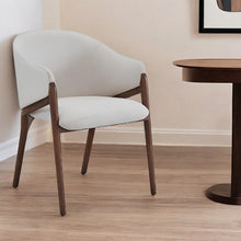 Load image into Gallery viewer, Upholstered Fabric Wing Back Dining Arm Chair - Cream
