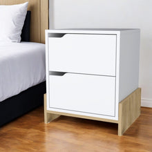 Load image into Gallery viewer, 20" Wood Two Drawer Nightstand - White And Natural
