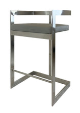 Load image into Gallery viewer, Faux Leather And Metal Low Back Counter Height Bar Chair - Gray And Silver
