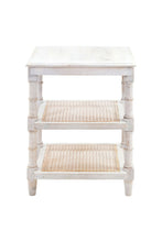 Load image into Gallery viewer, 24" Antiqued Solid Wood End Table With Two Shelves - White
