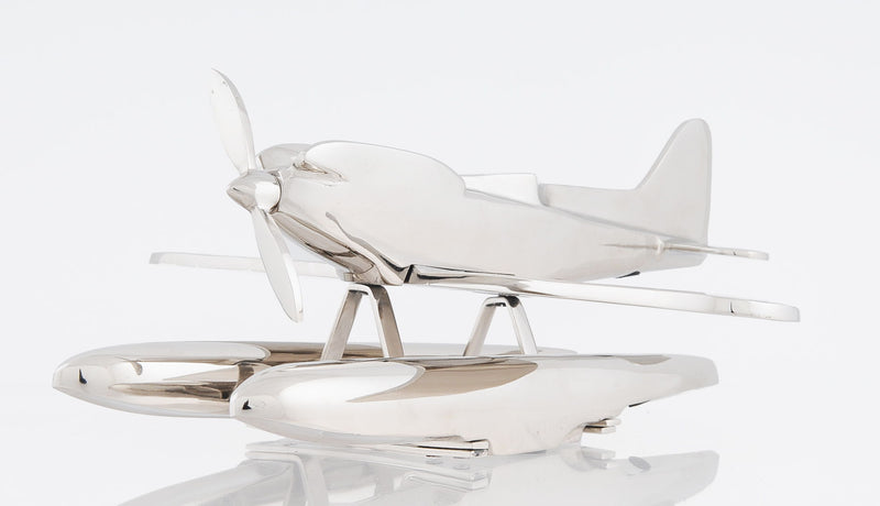 Hand Painted Model Airplane Tabletop Sculpture (364200) - Nickel