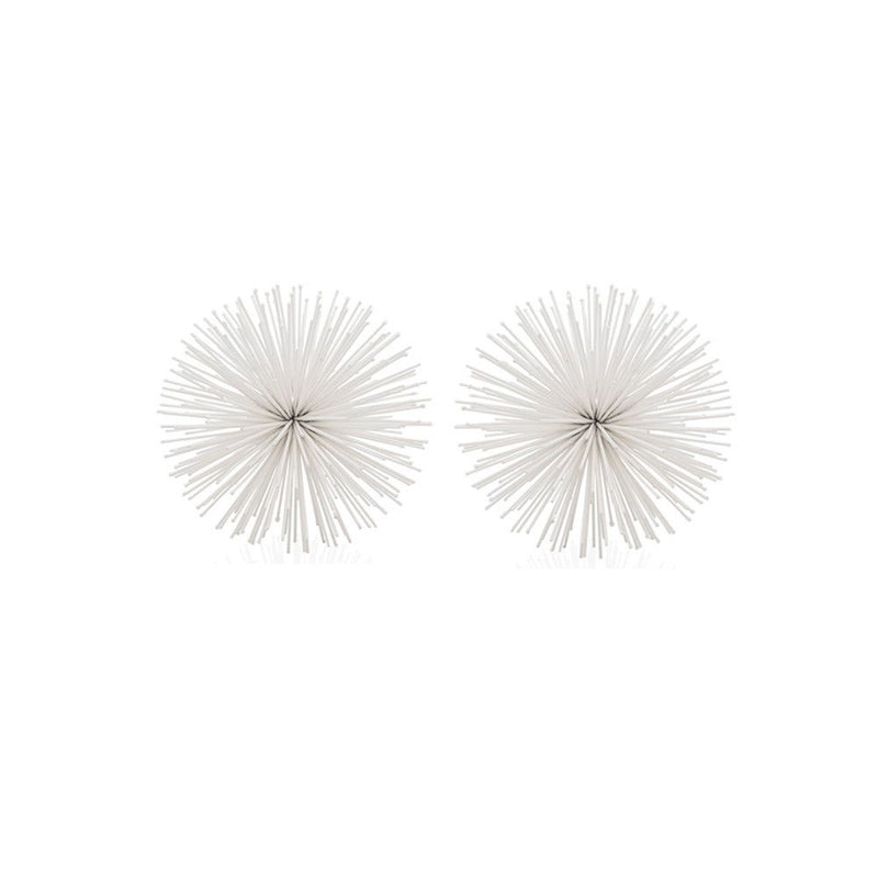 Decorative Spiky Sphere Tabletop Sculpture (Set of 2) - White