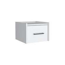 Load image into Gallery viewer, 10" One Drawer Faux Wood Floating Nightstand - White
