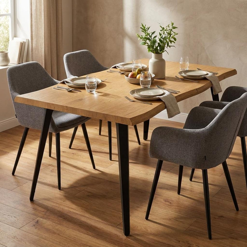 Wood And Steel Live Edge Dining Table - Natural And Black