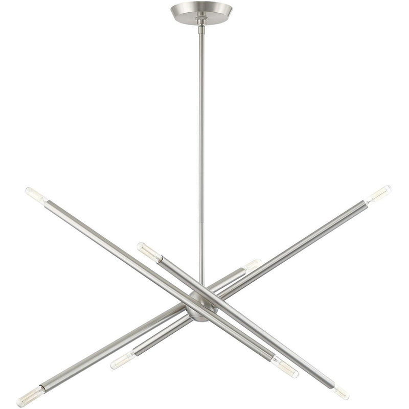 Eight Light Dimmable Chandelier With Shades - Nickel