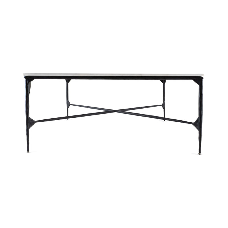 42" Genuine Marble And Iron Square Coffee Table - White