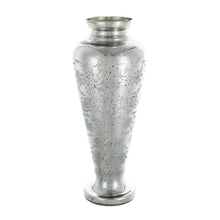 Load image into Gallery viewer, Etched Floral Round Table Vase - Antiqued Silver

