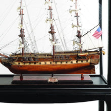 Load image into Gallery viewer, Hand Painted 1797 USS Constitution Large Floor Display Case Model Boat - Brown
