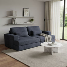 Load image into Gallery viewer, Chenille Modular Stainless Steel Sleeper Sofa With Toss Pillows - Blue
