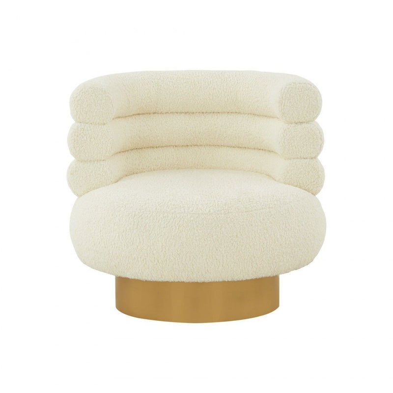 Modern Fabric Accent Chair - Cream And Gold