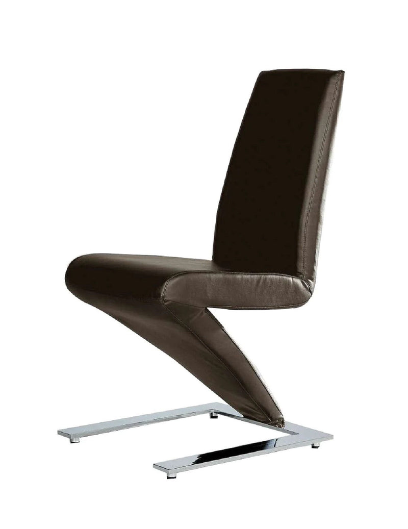 Upholstered Faux Leather Dining Side Chairs (Set of 2) - Brown / Silver