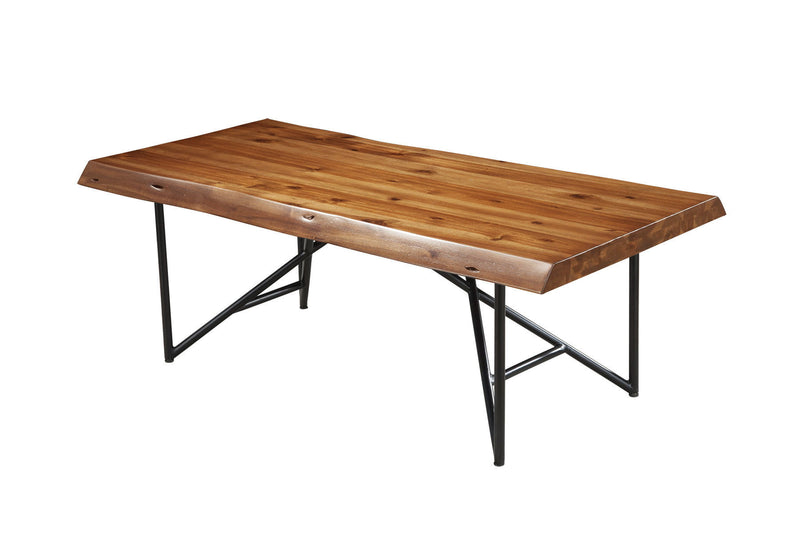50" Solid Wood And Metal Coffee Table - Brown And Black