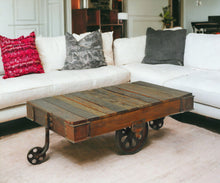 Load image into Gallery viewer, Solid Wood Rectangular Distressed Coffee Table - Black And Brown
