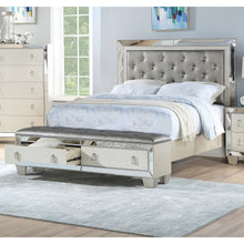 Load image into Gallery viewer, Glamorous Tufted Headboard Bed With Mirror Trim
