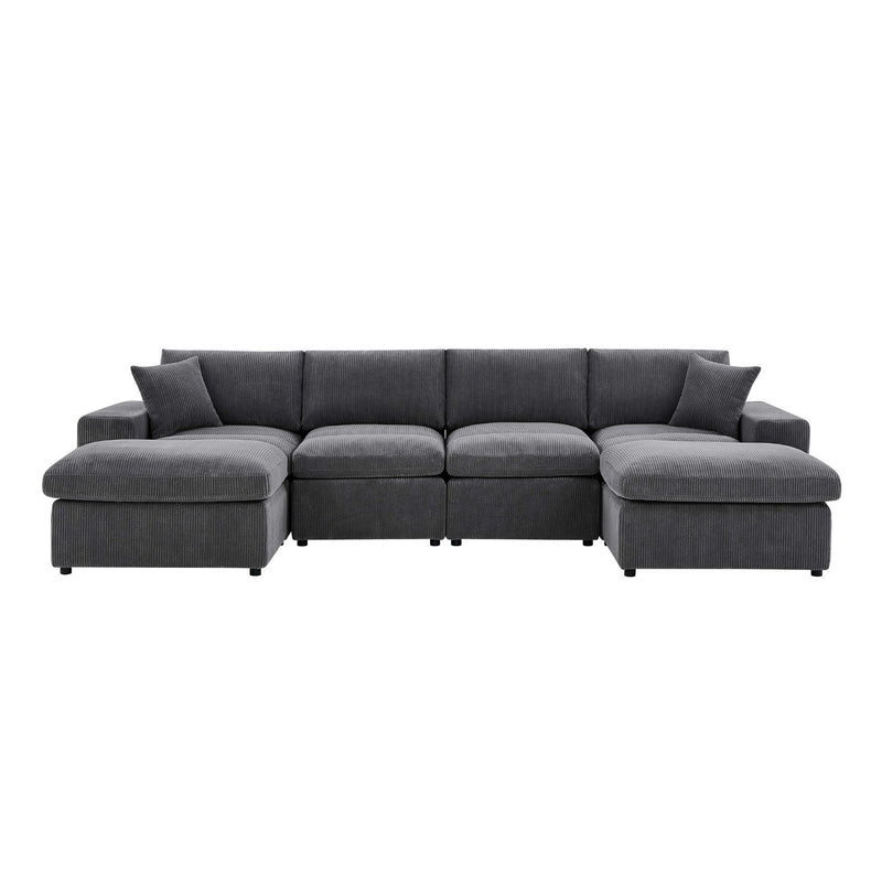 Upholstered Symmetrical Modular Sectional With 6 Seating