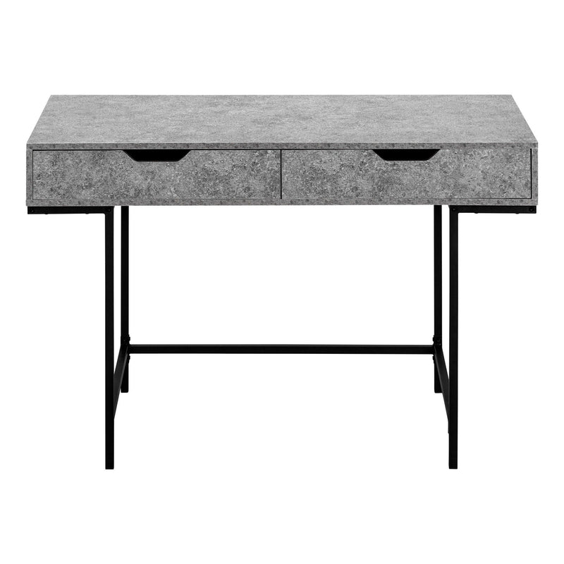 47" Wood And Metal H-Shape Computer Desk With Two Drawers - Gray And Black