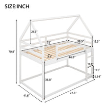 Load image into Gallery viewer, Low Bunk Bed With House Shaped Frame And Ladder
