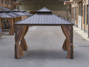 12*12FT patic gazebo,alu gazebo with steel canopy,Outdoor Permanent Hardtop Gazebo Canopy for Patio, Garden, Backyard