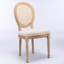 Load image into Gallery viewer, French Style Solid Wood Frame Antique Painting Fabric Rattan Back Dining Chair (Set of 2)
