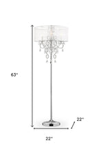 Load image into Gallery viewer, Steel Three Light Candelabra Floor Lamp With Drum Shade - Silver White
