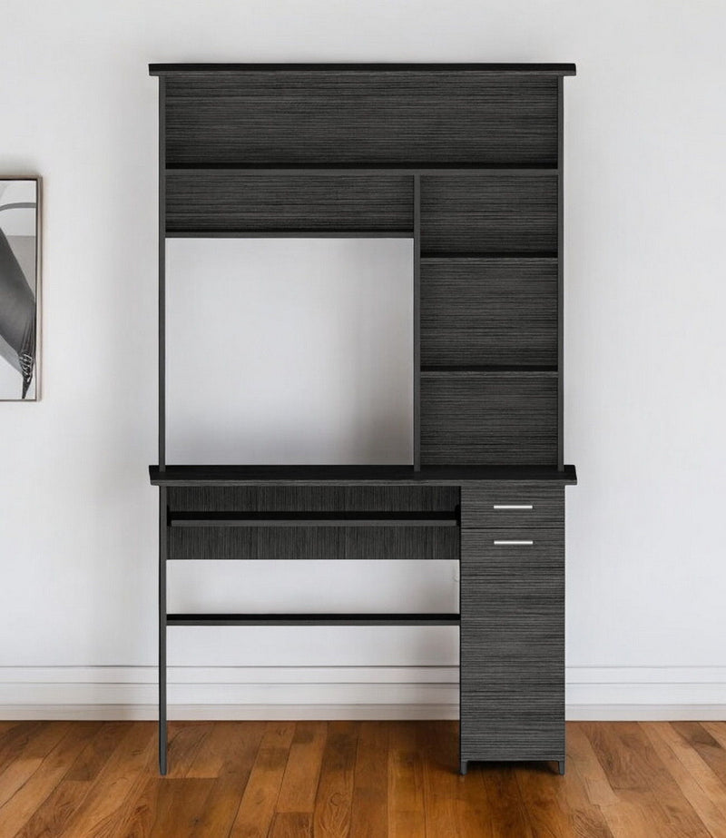 43" Computer Desk With Hutch - Gray