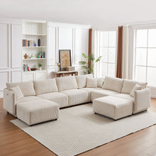 Load image into Gallery viewer, Modern Minimalist Corduroy Combination Sofa With 2 Comfort Cushions With USB &amp; C Charging Ports
