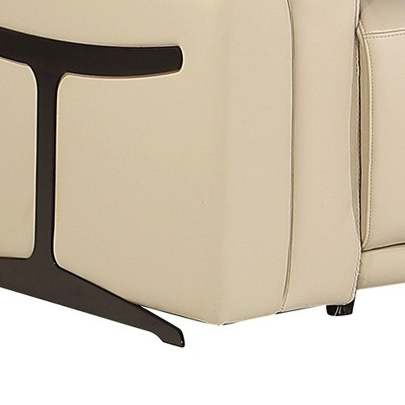 Italian Leather Modular L-Shaped Seven Piece Corner Sectional With Console - Beige