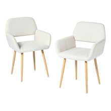 Load image into Gallery viewer, Fabric Steel Dining Arm Chairs (Set of 2) - Beige / Oak
